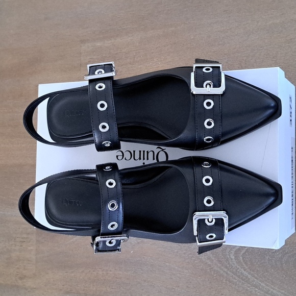 Quince Italian Leather Bold Buckle Slingback - Color: Black - Size: 9 - Picture 2 of 10